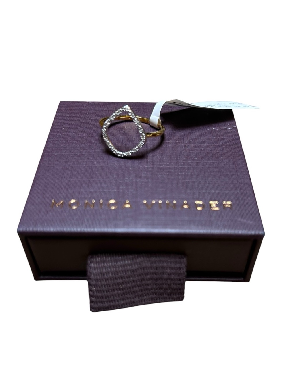 NWT Monica Vinader 18ct Gold Plated Vermeil Riva Diamond Hoop Ring size 7